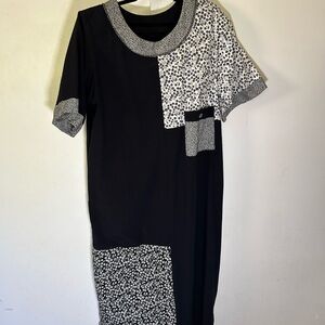 Elegant Black and White Patchwork Dress